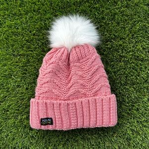 Polar Extreme | Sherpa Lined Pink Beanie With White Pom Pom